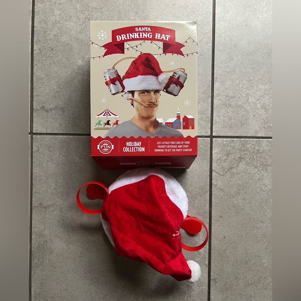 Santa drinking hat